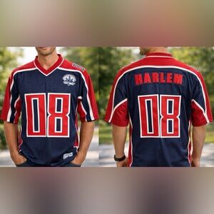 Vintage Harlem Football Jersey-Steve & Barry's Red White Blue "08" Men's Medium